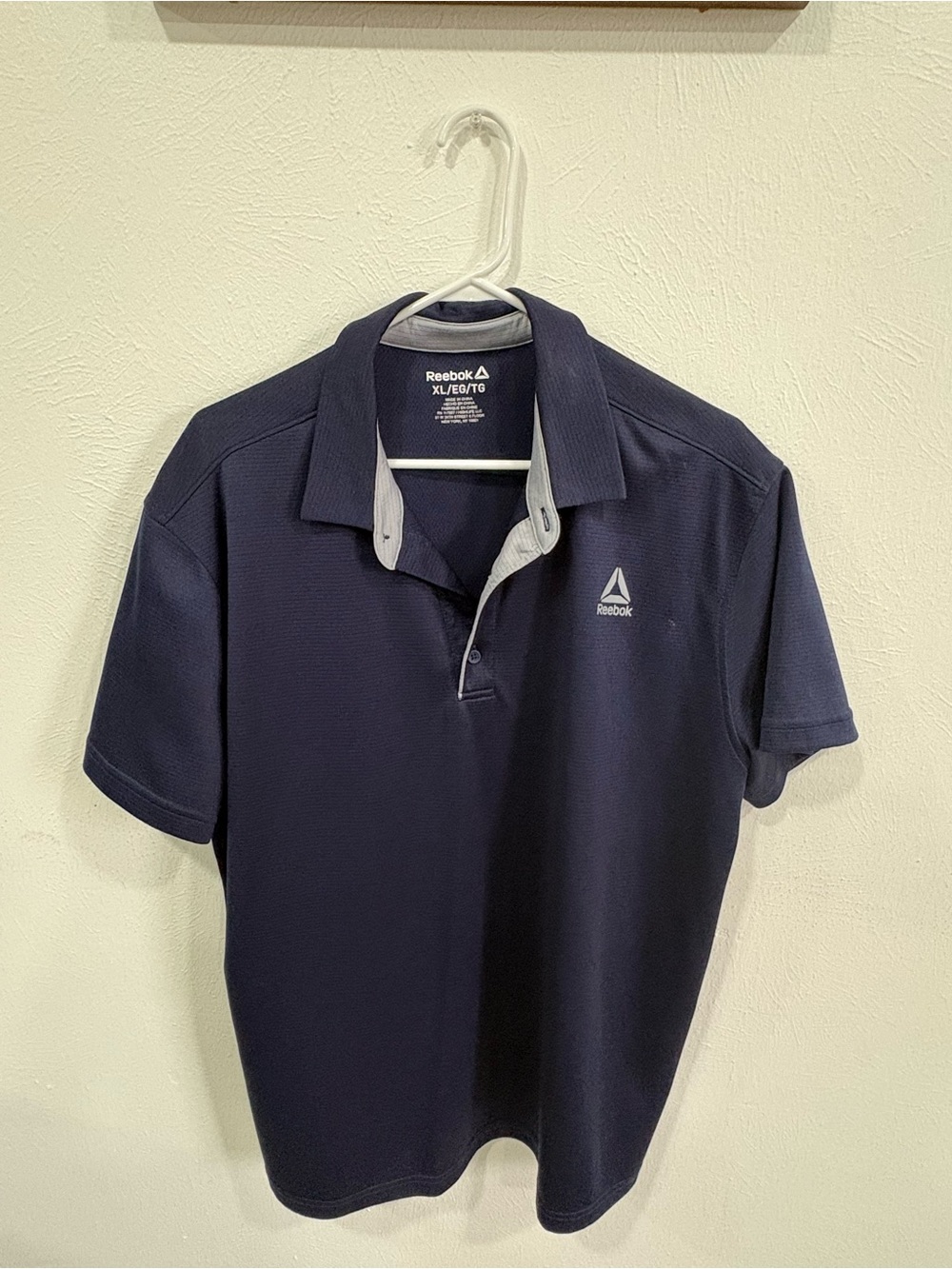 Reebok Men's Navy Polo with Light Gray Contrast Trim